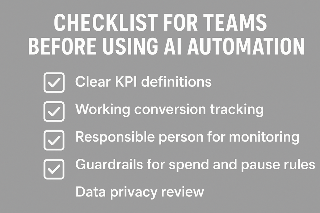 Checklist for teams